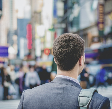 Man walking in a crowd