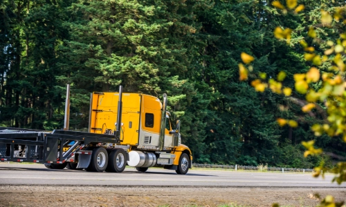 ਹਾਈਵੇਅ 'ਤੇ ਬਿਨਾਂ ਮਾਲ ਵਾਲੀ ਮਾਲ ਵਾਹਕ ਟਰੱਕ